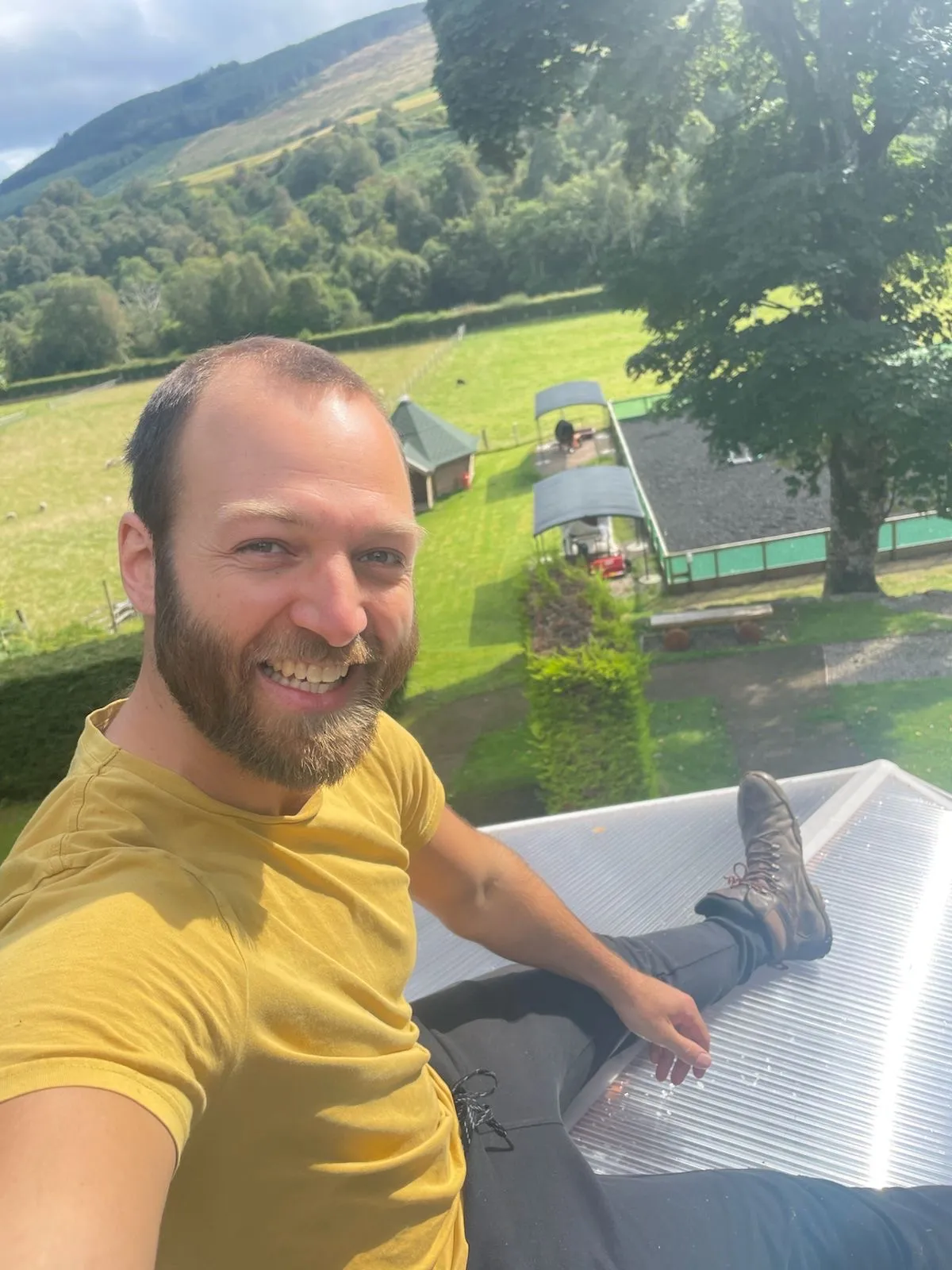 Scottish Highlands vista - regenerative geodesic structures for sustainable future living